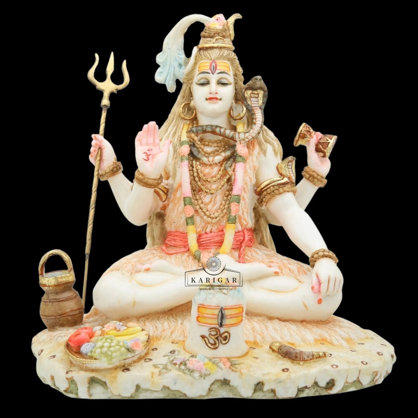 Shiva Statue, Large 9 inches Shiv Murti, Multicolor Mahadev Shankar Sculpture, Marble Shiv Bholenath Figurine, Hindu Religious God Deity, Big Neelkanth Idol, Perfect Home Temple Housewarming Gifts KARIGAROFFICIAL