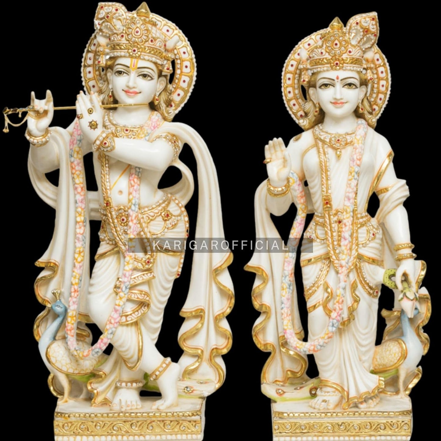 Radha Krishna statue Large 30 inches Marble Radha Krishna idol Handpainted Multicolor Divine Couple Murti Large Radha Krishna figurine for Special Wedding Housewarming Anniversary Gifts
