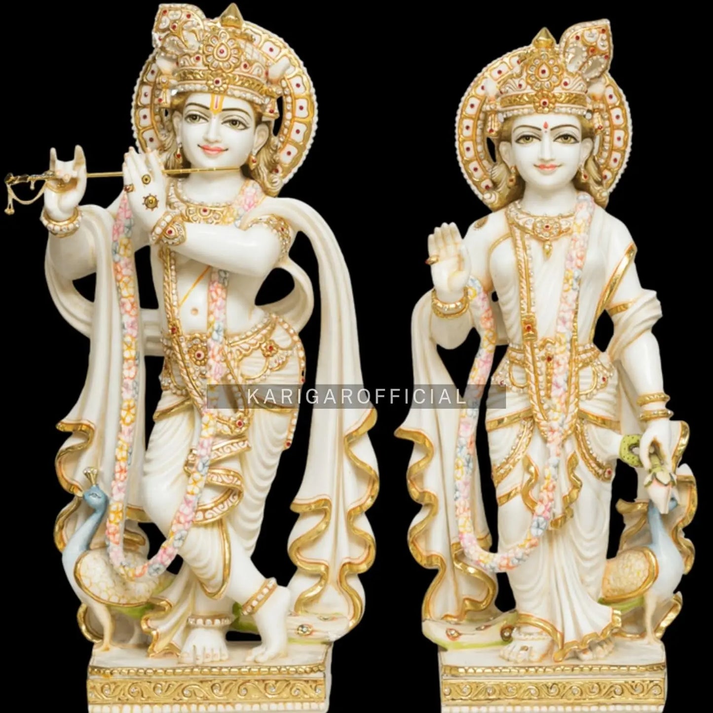 Handpainted multicolor Radha Krishna idol 30 inch – gallery view 3