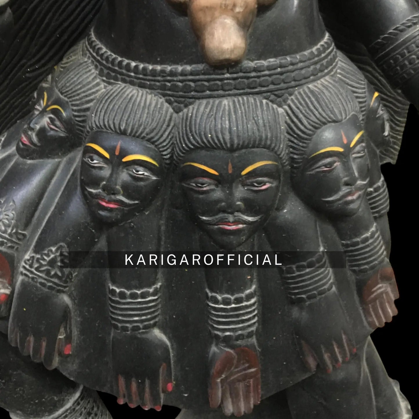 Black Marble Kali Statue with 10 Arms Standing on Corpse of Shiva 51" KARIGAROFFICIAL