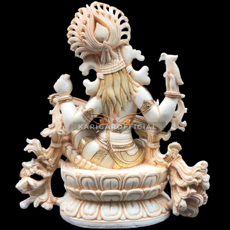 Saraswati marble statue 12 inch gold leaf - gallery view 8