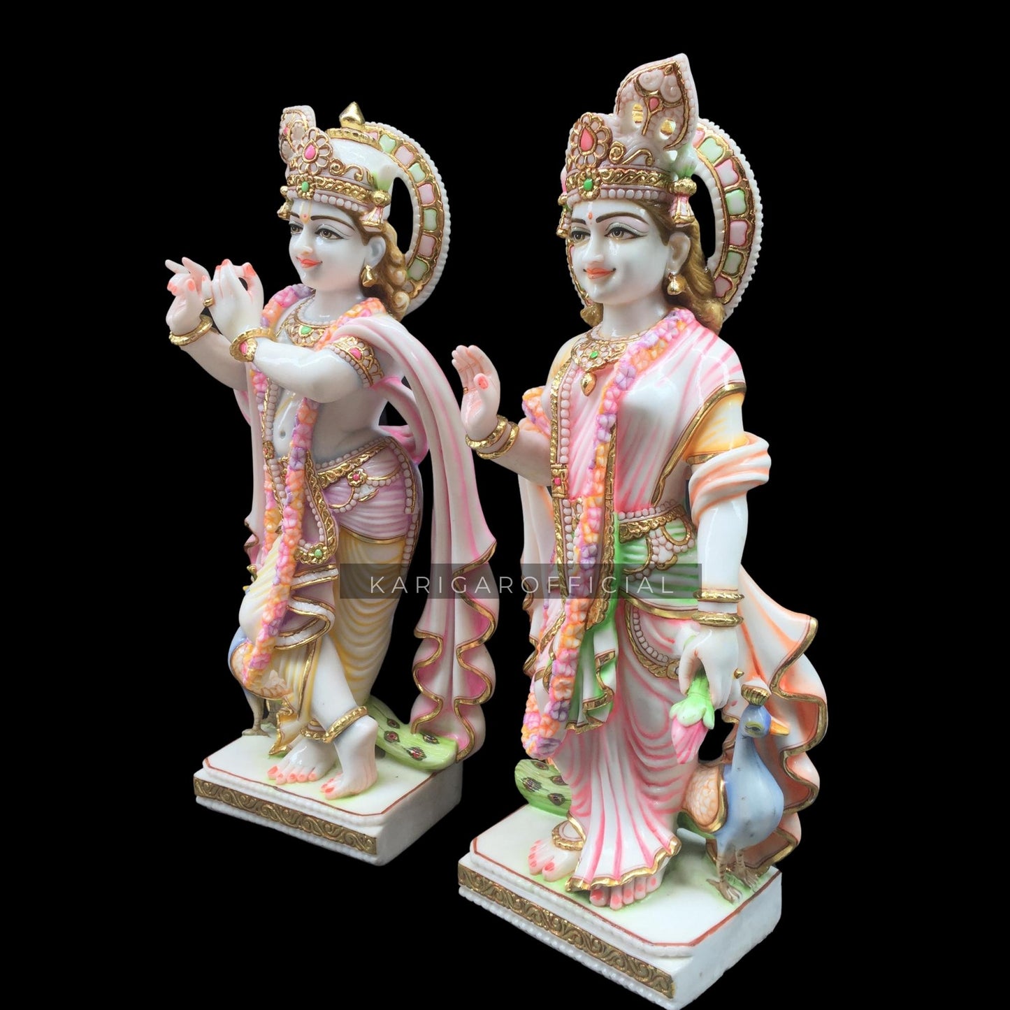 Radha Krishna statue Murti Large 30 inches Marble Radha Krishna idol Multicolor Divine Couple statue Radha Krishna figurine Handpainted Special Wedding Housewarming Anniversary Gifts Sculpture