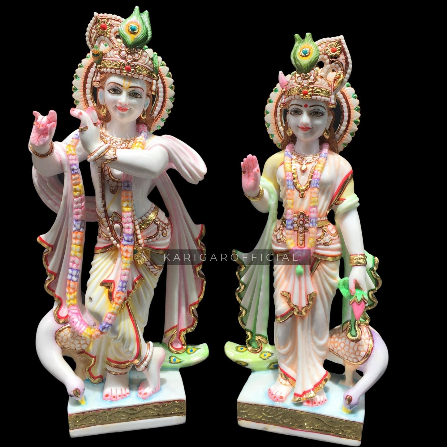 Radha Krishna Estatua Murti Grande 18 pulgadas Mármol Radha Krishna ídolo Dios hindú divina pareja Krishna estatuilla pintada a mano Radha Krishna Murti Decoración del hogar Escultura de regalo Primer aniversario Regalos de boda