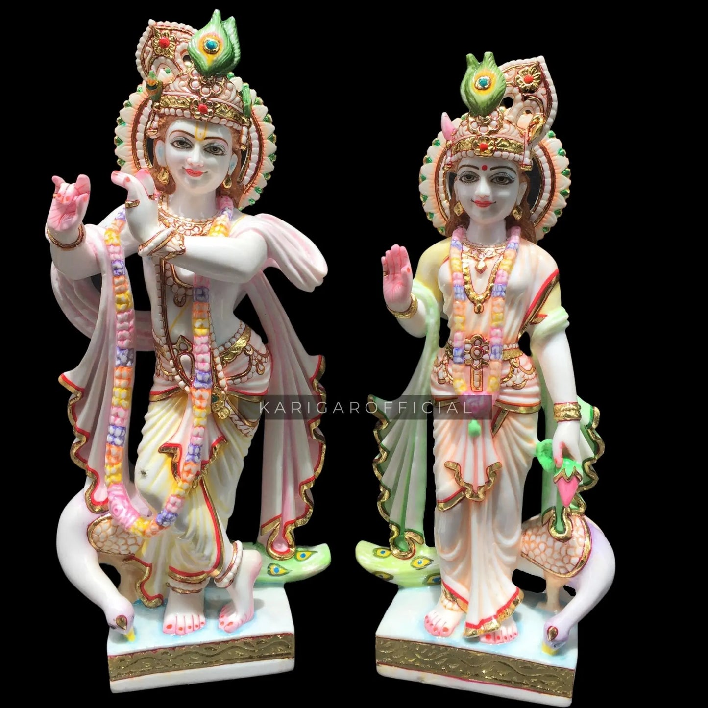 Radha Krishna Statue Murti Large 18 inches Marble Radha Krishna idol Hindu god divine couple Krishna figurine Handpainted Radha Krishna Murti Home Decor Gift Sculpture First Anniversary Wedding gifts KARIGAROFFICIAL