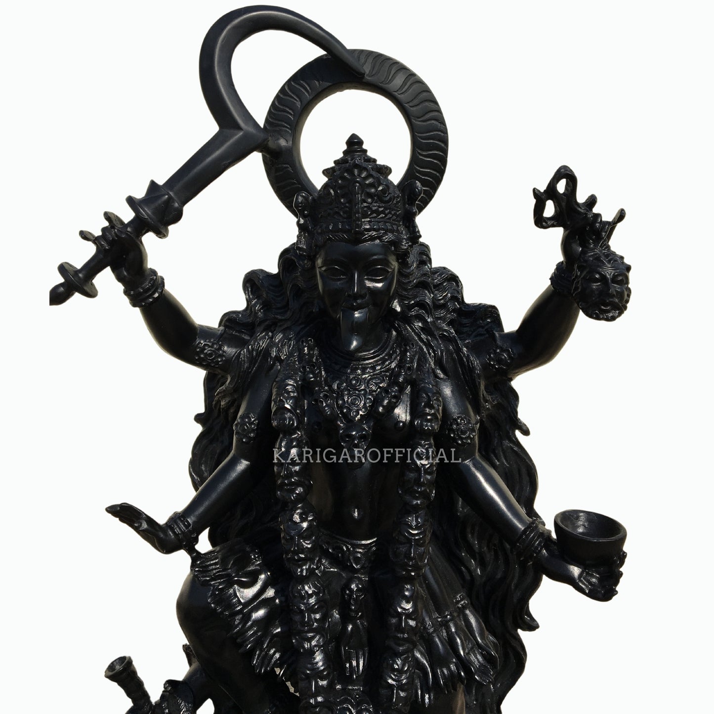 Maa Kali de pie sobre Shiva Estatua negra de Mahakali de 27 pulgadas para el templo del hogar