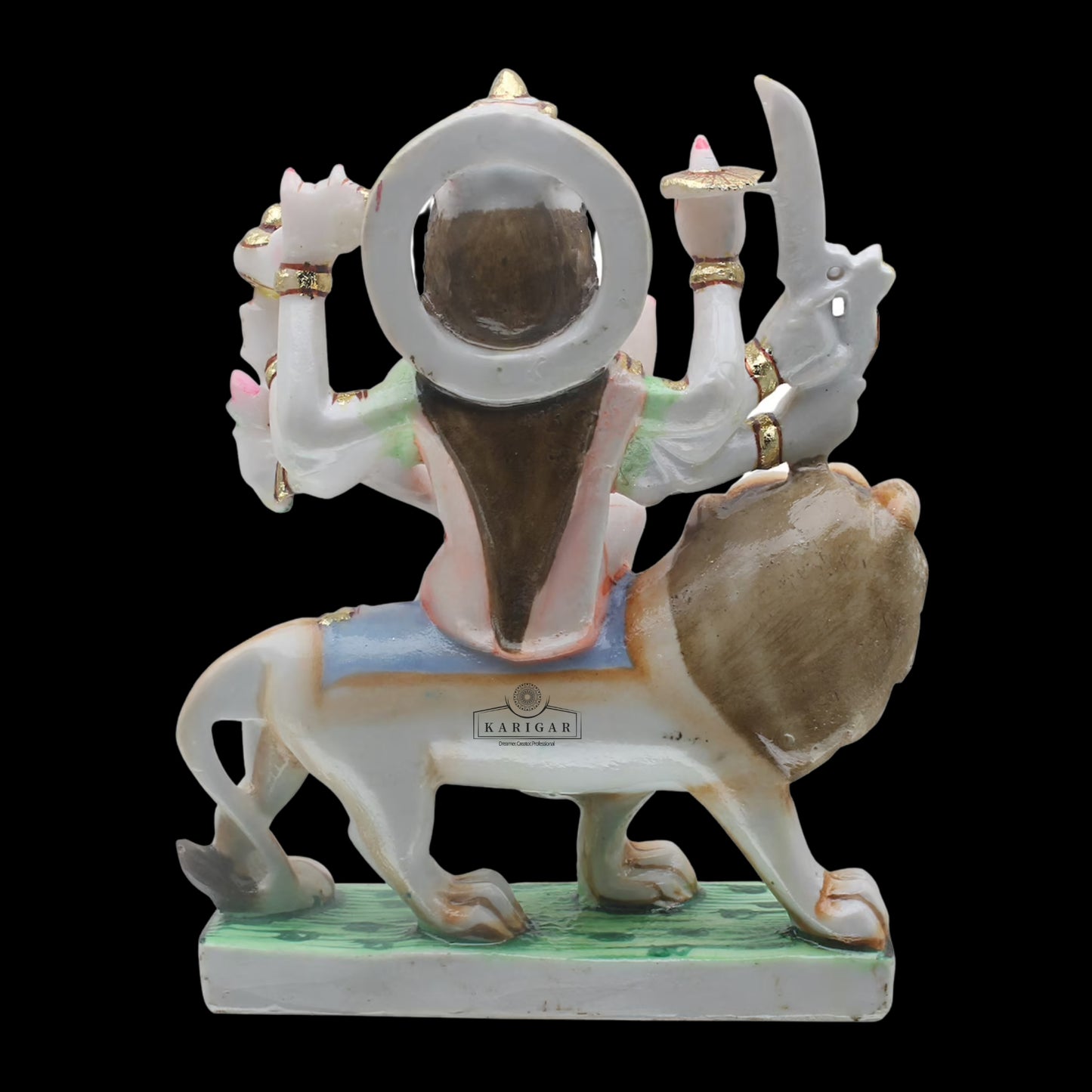 Durga Statue 6 inches Small Marble Murti Shaila Putri Kali Sculpture Durga with Lion Figurines Hindu Goddess of Strength Amba Statue for Navratri Puja Maa Sherawali Adi Shakti Indian Temple Decor