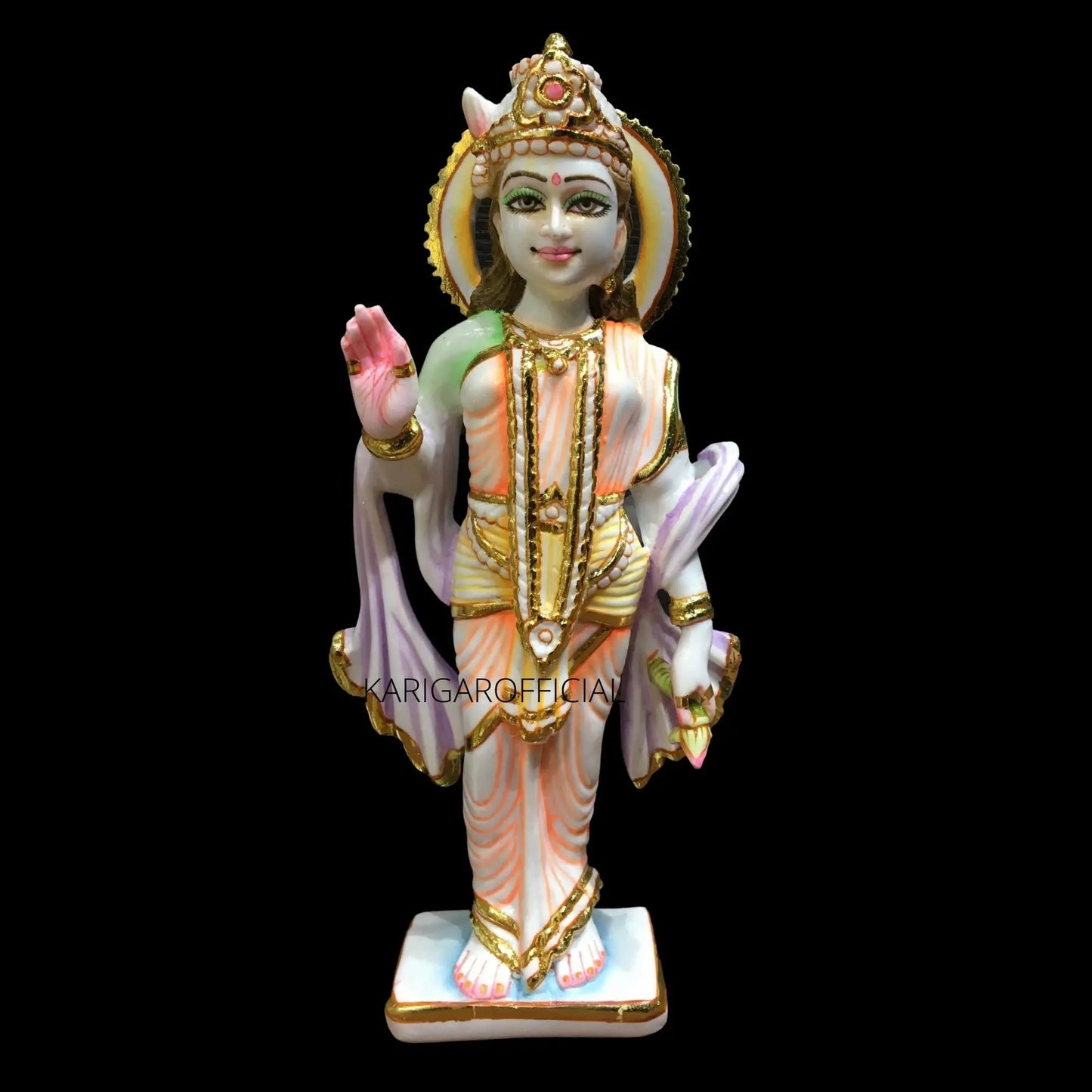 Ram Darbar Statue, Large 12 inches Marble Ram Darbar Murti, Hindu Religious Shri Ram Sita Laxman Hanuman Idol, Multicolor Handpainted Figurine, Beautiful Home Temple Sculpture Housewarming Gifts KARIGAROFFICIAL