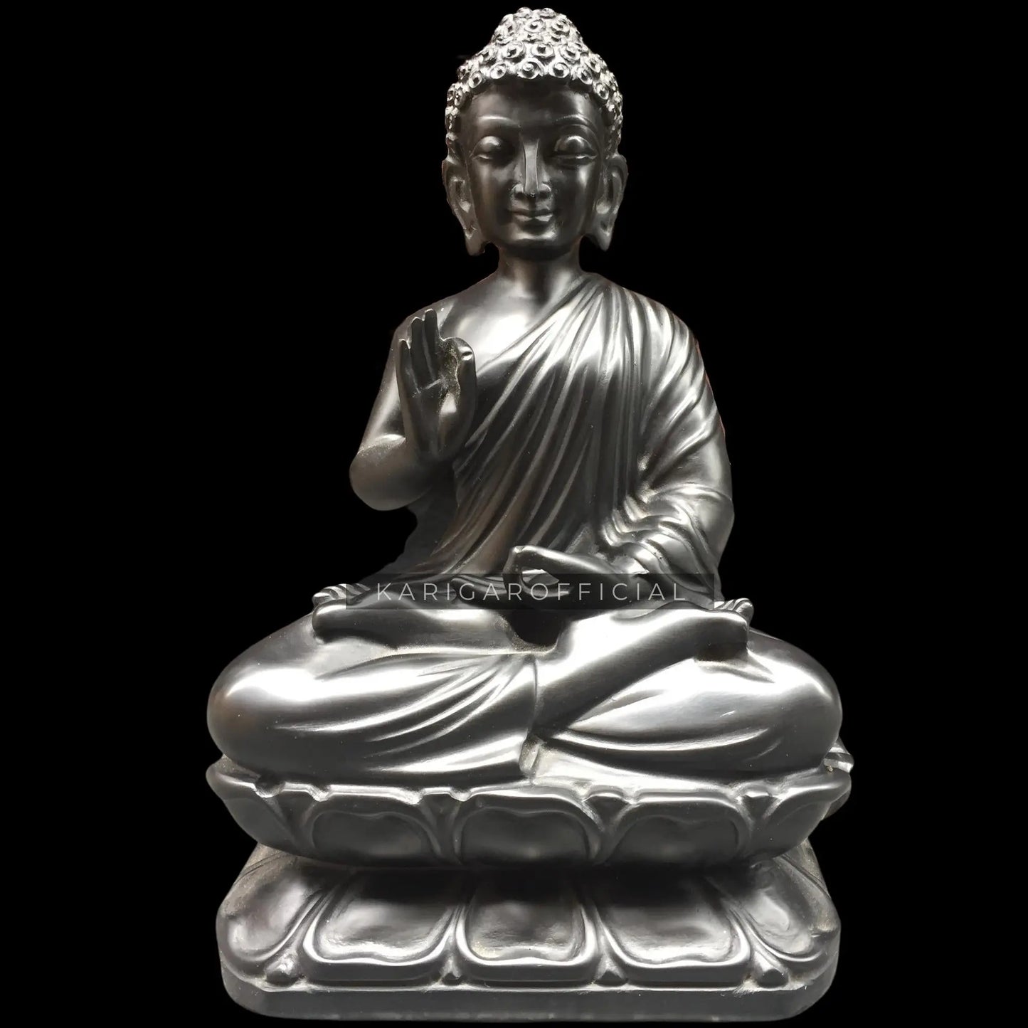 Black Marble Buddha statue 12'' Special Spiritual Gift For Yoga Studio KARIGAROFFICIAL