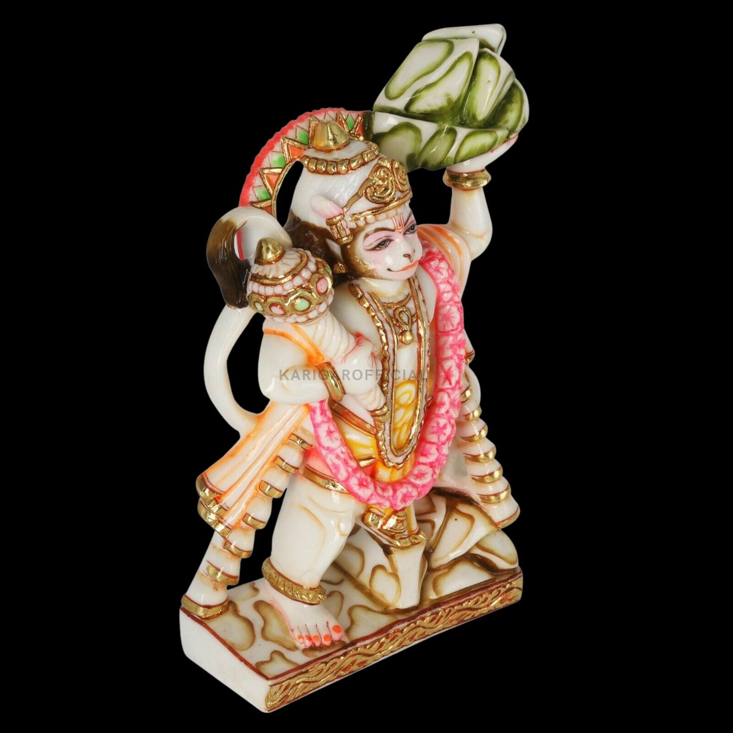 Lord Hanuman Statue, 12 inches Hand Painted Marble Blessing Lord Hanuman Figurine, Hanuman Idol. Hindu Monkey god of Devotion, Strength, Celibacy & Bhakti