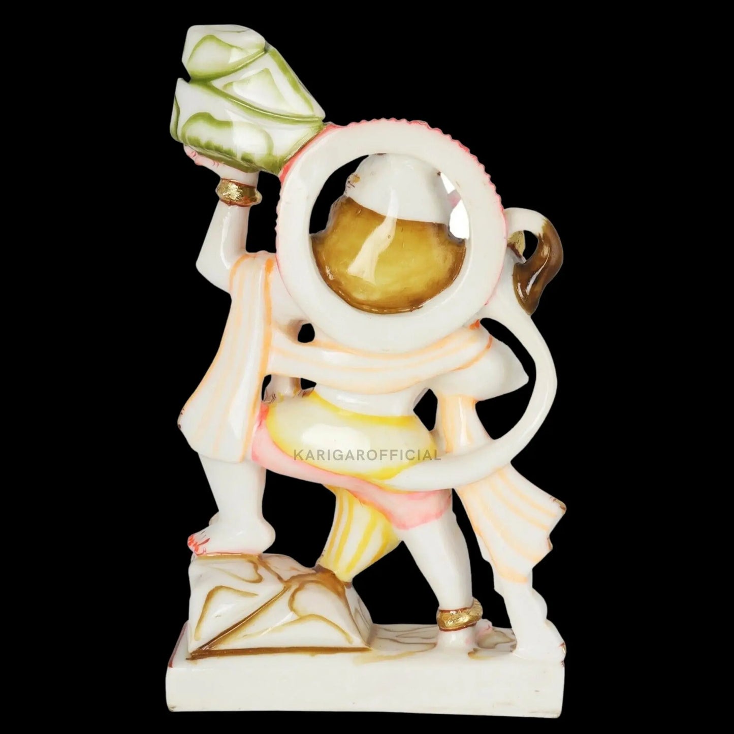 Lord Hanuman Statue, 12 inches Hand Painted Marble Blessing Lord Hanuman Figurine, Hanuman Idol. Hindu Monkey god of Devotion, Strength, Celibacy & Bhakti KARIGAROFFICIAL