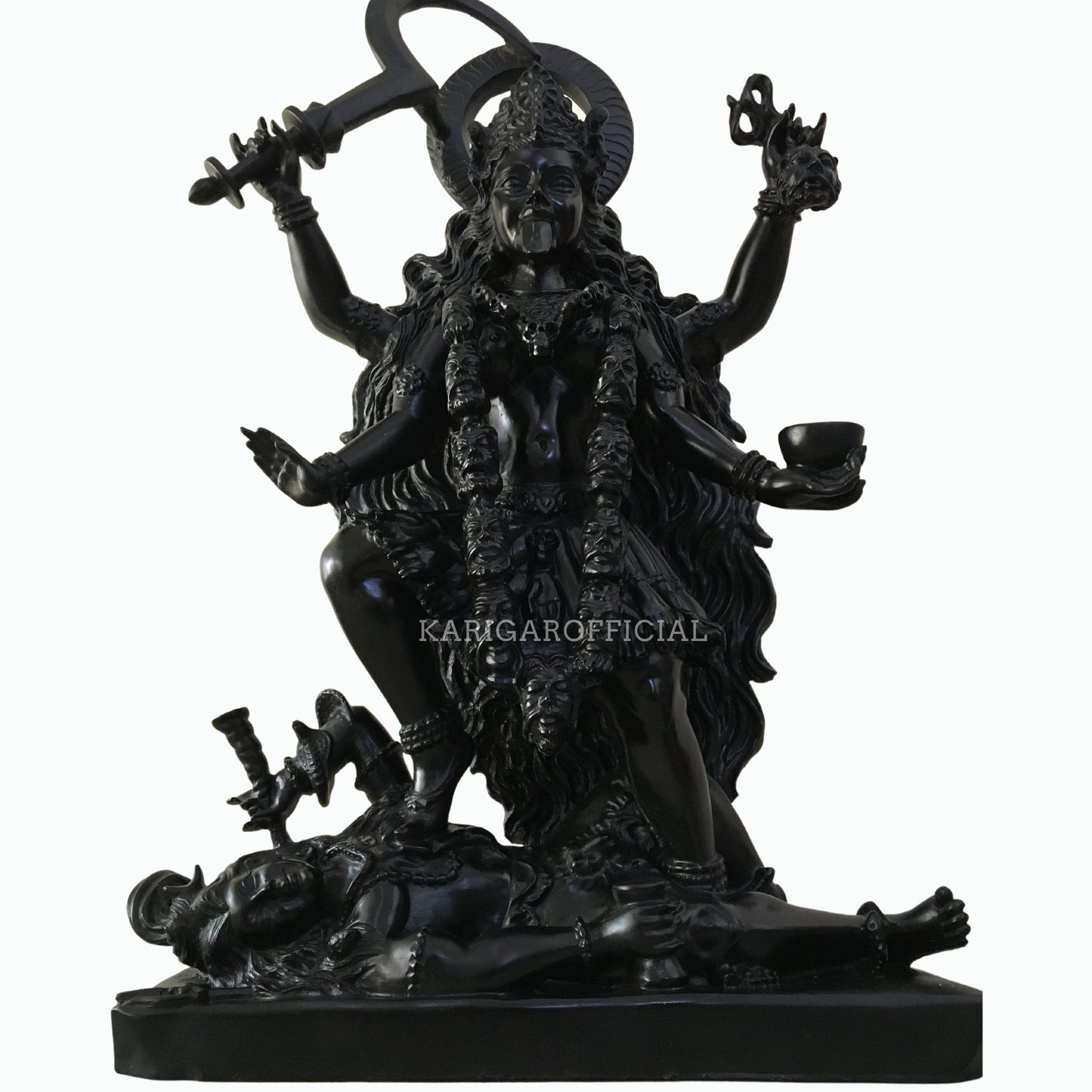 Maa Kali de pie sobre Shiva Estatua negra de Mahakali de 27 pulgadas para el templo del hogar