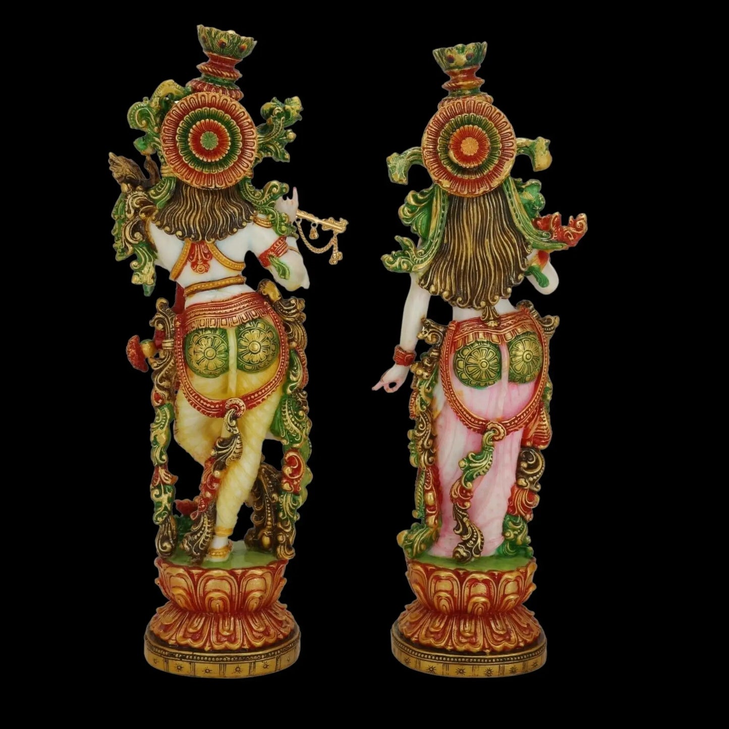 Radha Krishna statue - Large 15 inches Marble Radha Krishna Murti - Divine Couple Idol - Multicolor figurine Handpainted Radha Kanha Murti - Special Wedding Housewarming Anniversary Gifts Sculpture KARIGAROFFICIAL