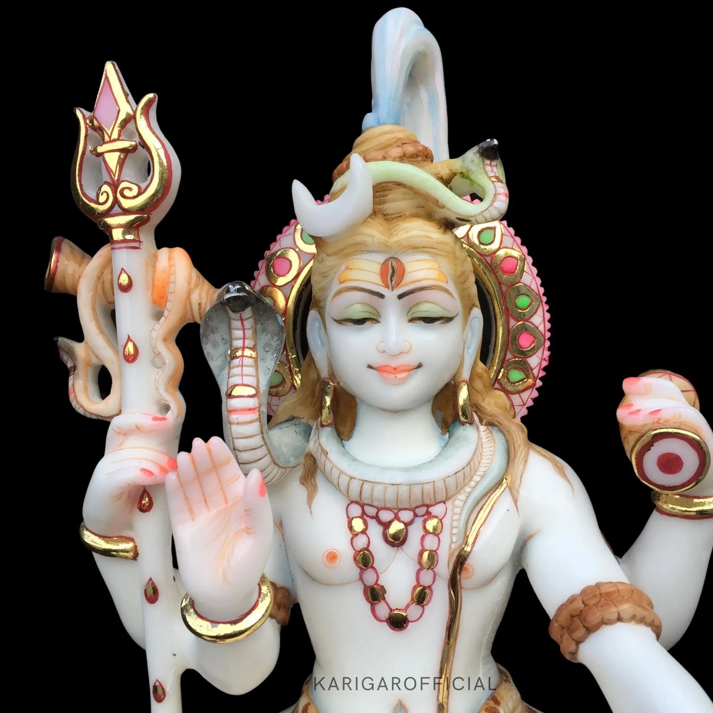 Shiva Statue Murti, Large 12 inches Shiv Idol, White Marble Mahadev Shankar Sculpture, Hindu Religious God Bholenath Figurine, Supreme Lord of Yoga & Meditation, Temple Pooja Housewarming Gift KARIGAROFFICIAL
