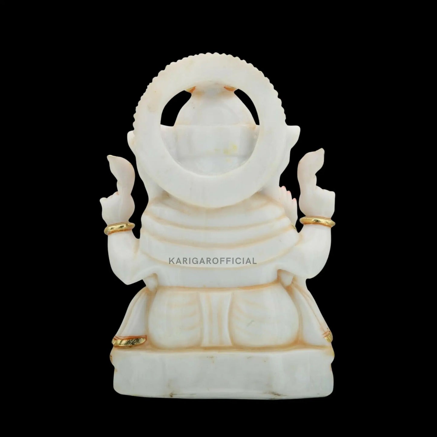 Ganesha Murti Statue 12'' Golden Leaf Work First Ganpati Idol For Home KARIGAROFFICIAL