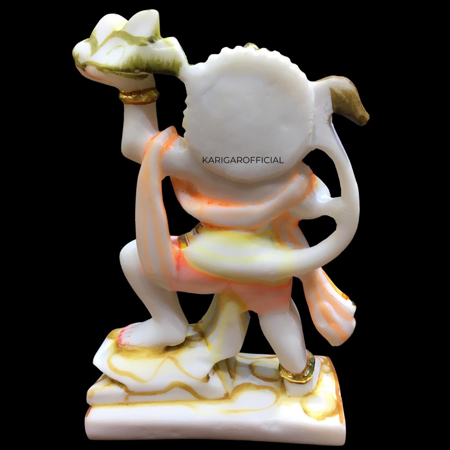 Estatua de Hanuman, multicolor de 6.0 in, pintada a mano, de mármol, bendición Bajrang Bali, figura de levantamiento de pesas natural, mono hindú, dios de la devoción, fuerza, Bhakti, perfecto para decoración de templos pequeños