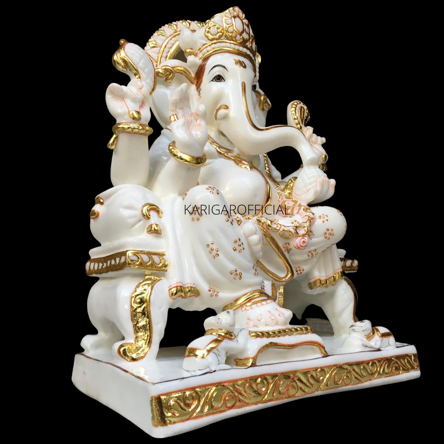 Estatua dorada de Ganesha, ídolo grande de 18" para regalos de inauguración de la casa real del templo