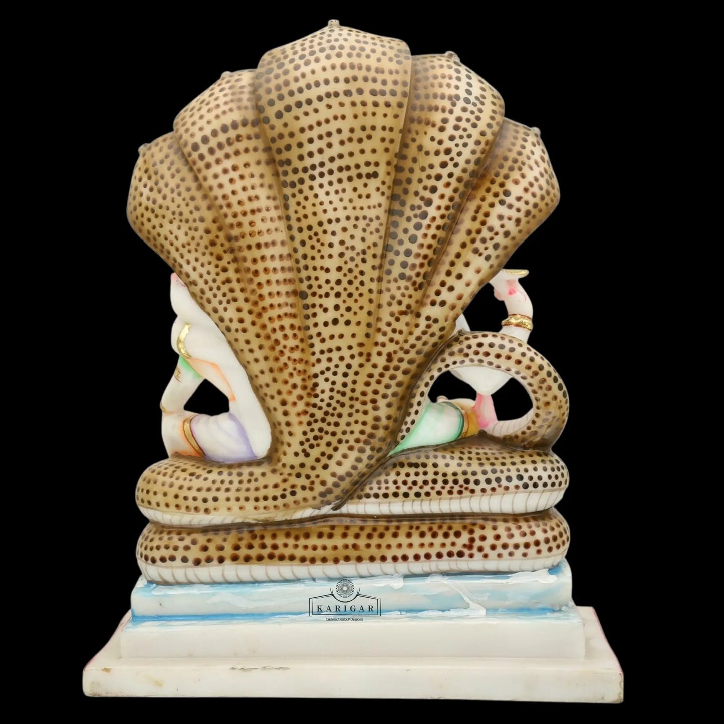 Vishnu Lakshmi Statue Large 12 inches Hand painted Marble Lakshmi Narayan Statue Sitting Vishnu Laxmi idol Laxmi Narayan Hindu Gods Statue Religious God Figurine Jagdish Sculpture Temple Decor Gifts KARIGAROFFICIAL