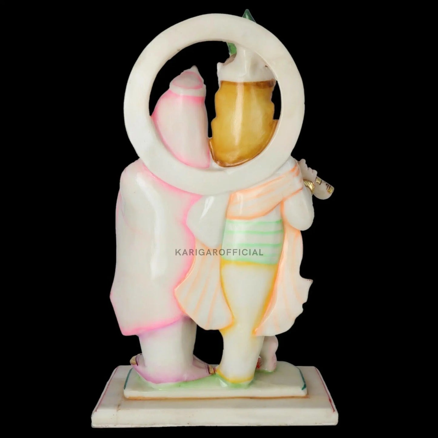 Radha Krishna Statue, Gold Leaf Work Figurine, Large 18 inches Marble Radha Krishna idol, Hindu Divine Couple Handpainted Murti, Home Temple Pooja Decoration, Wedding Housewarming Gifts Sculpture KARIGAROFFICIAL