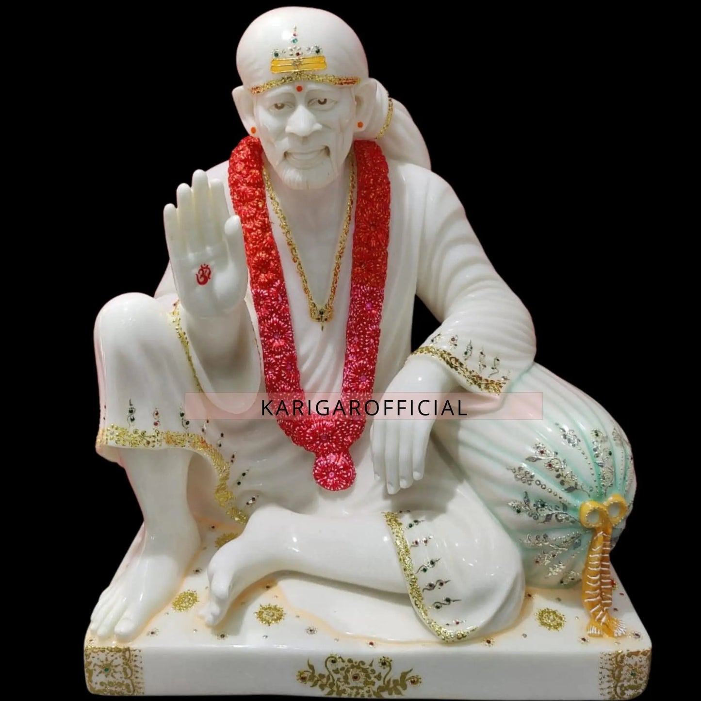 Dwarkamai Sai Baba Statue in White Marble 30 inches for home temple KARIGAROFFICIAL