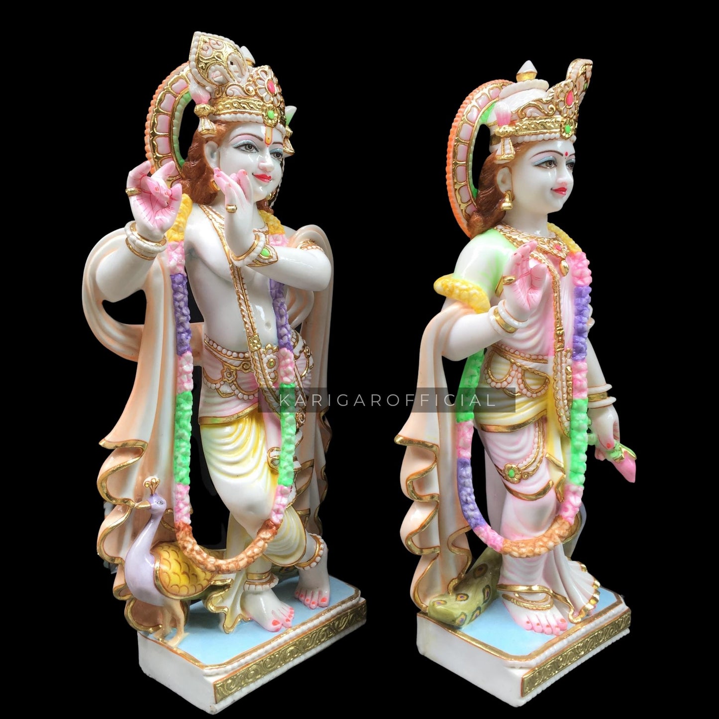 Radha Krishna statue 30 inches Marble Radha Krishna idol Multicolor Divine Couple statue Large Radha Krishna figurine Handpainted Radha Krishna Murti Wedding Housewarming Anniversary Gifts Sculpture