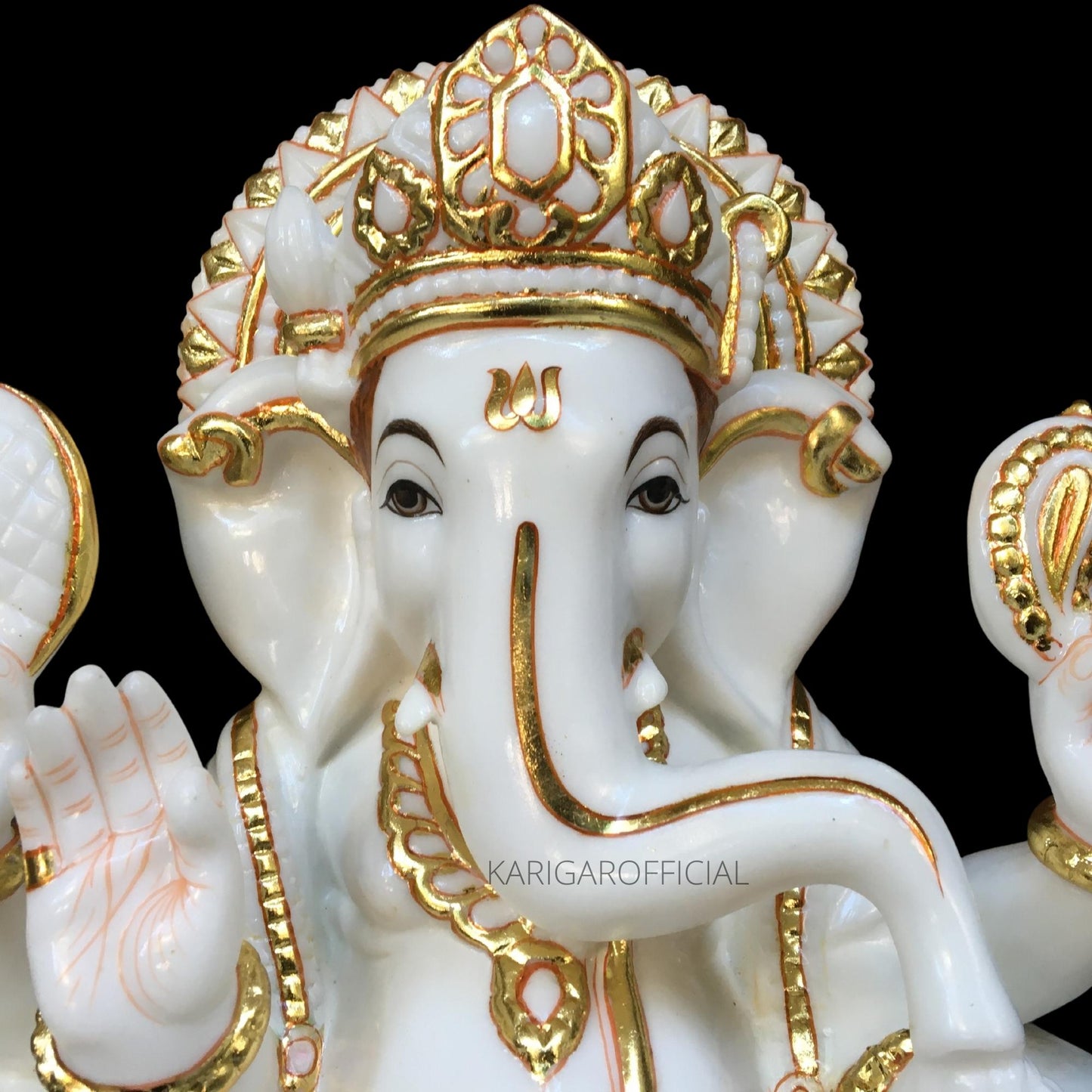 Estatua dorada de Ganesha, ídolo grande de 18" para regalos de inauguración de la casa real del templo
