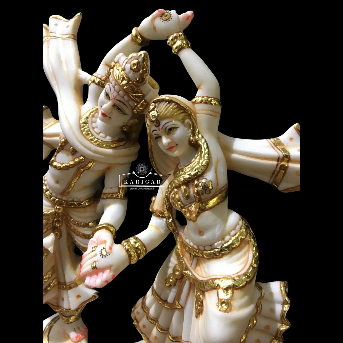 Radha Krishna statue 9 inches Marble Radha Krishna idol divine couple statue Large Radha Krishna figurine Handpainted Radha Krishna Murti Special Wedding Housewarming Anniversary Gifts Sculpture KARIGAROFFICIAL