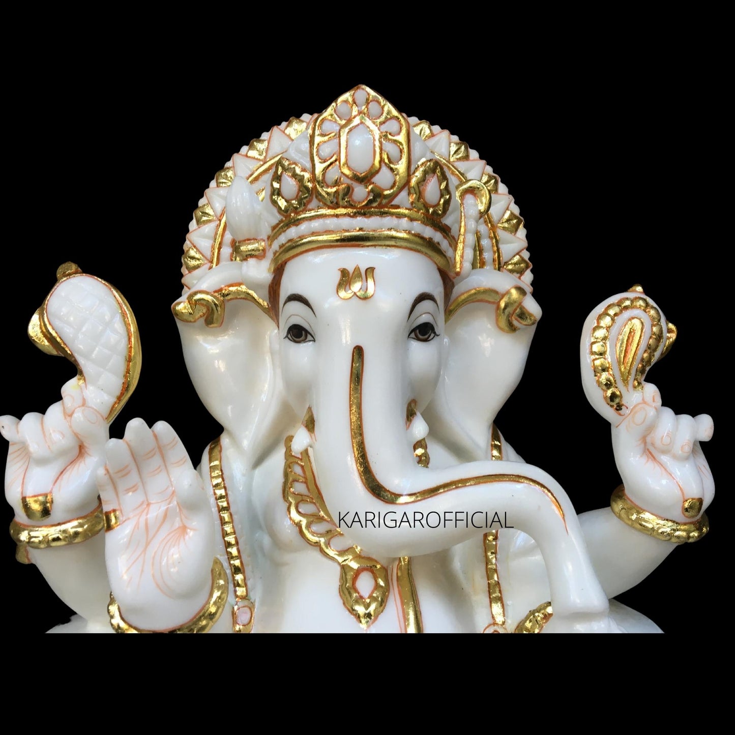 Estatua dorada de Ganesha, ídolo grande de 18" para regalos de inauguración de la casa real del templo
