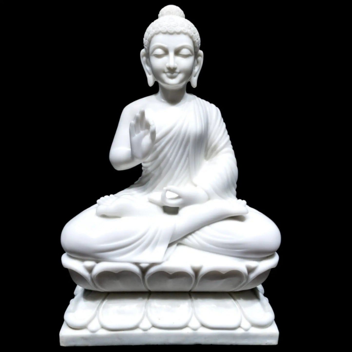 White Marble Buddha statue 24'' Special Spiritual Gift For Yoga Studio KARIGAROFFICIAL