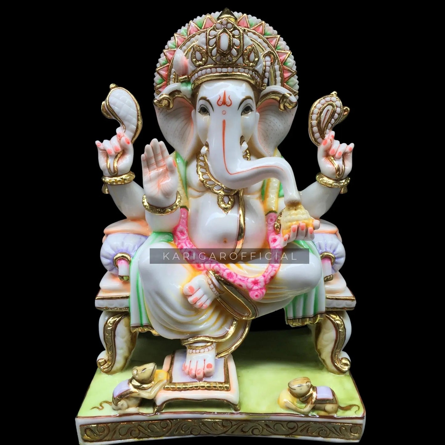 Ganesha Statue Large 18'' Marble Ganesh Murti Best Housewarming Gift KARIGAROFFICIAL