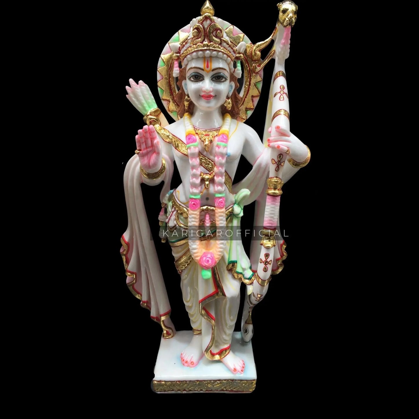 Ram Darbar Statue Murti Large 18 inches Siyapati Ram Chandra Marble Idol Hindu Lord Ram Kingdom Hanuman Lakshman Maa Sita Figurine Complete Home Temple decor Special Housewarming Gifts Sculpture KARIGAROFFICIAL