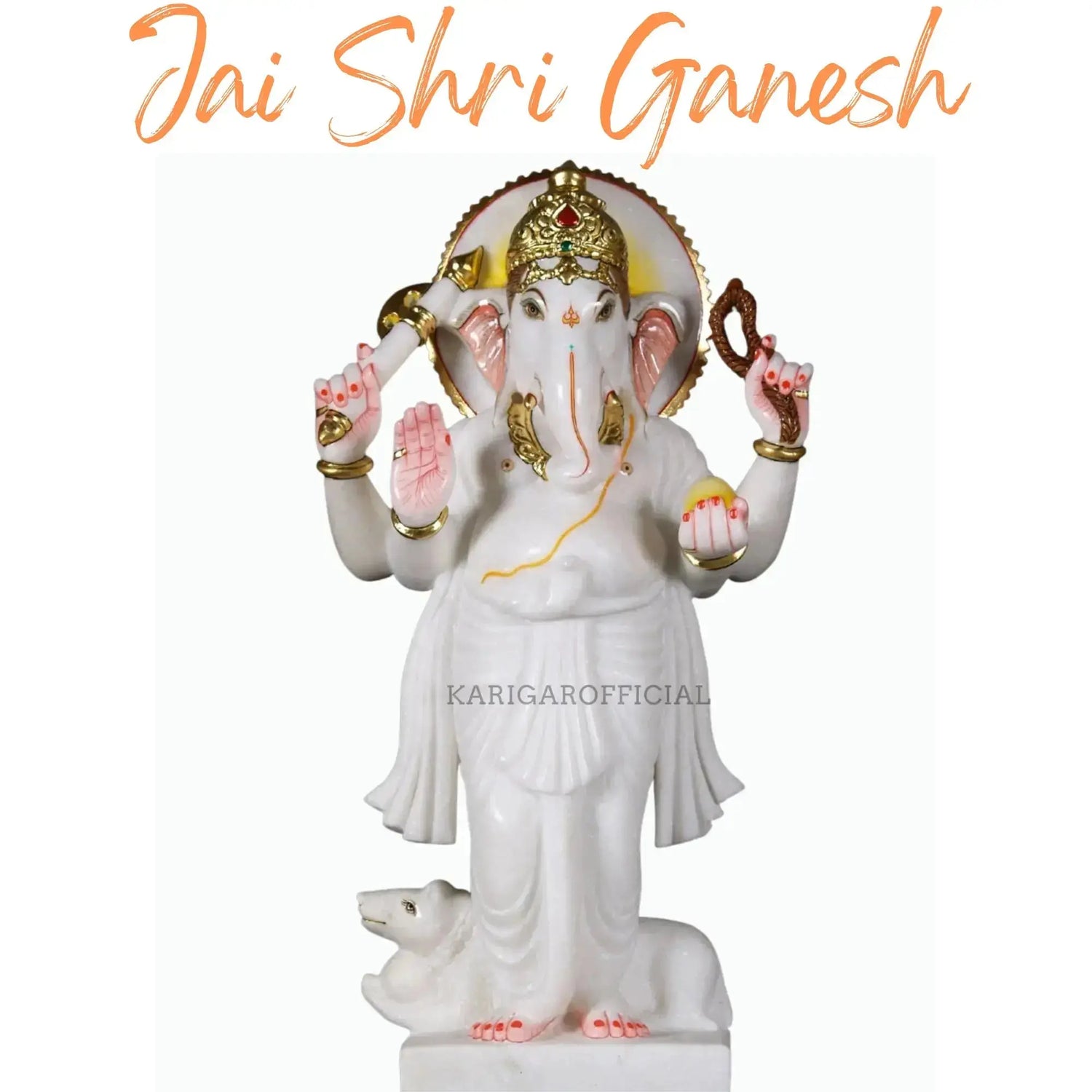 Collection of handcrafted Ganesha marble statues for home temple