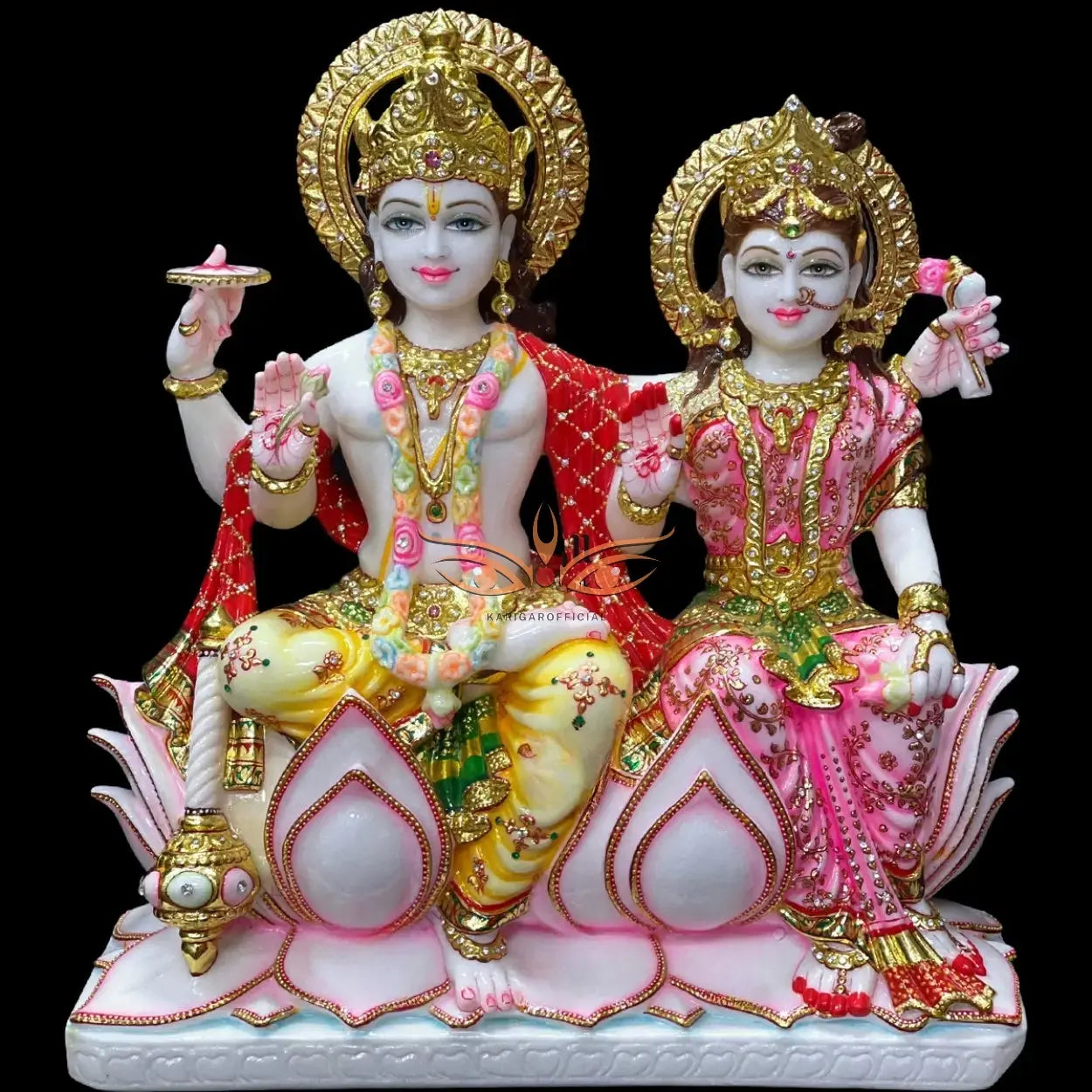Collection of Vishnu Lakshmi marble statues, Lakshmi Narayan murtis