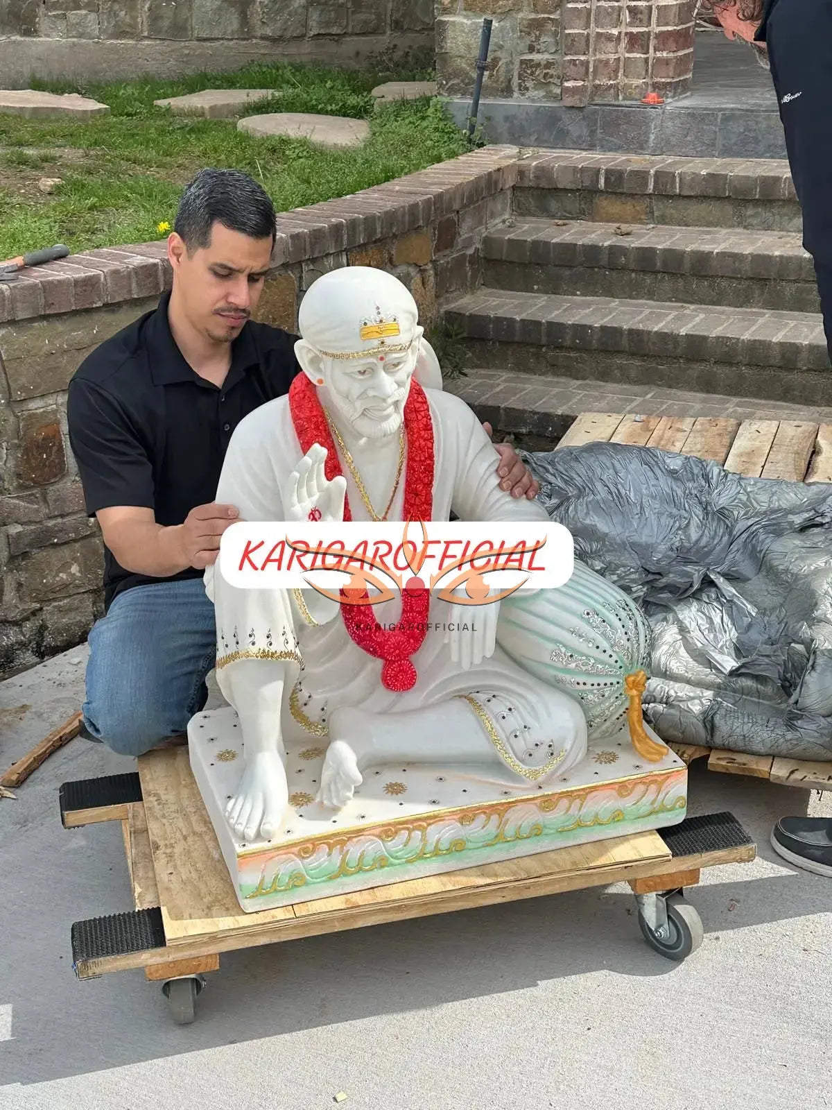 Collection of Sai Baba white marble statues from Jaipur