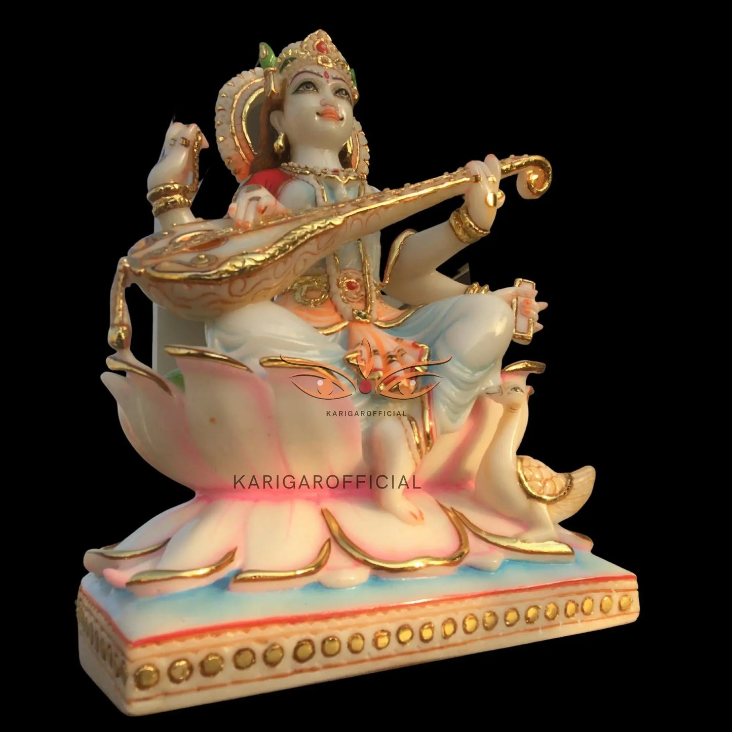 Saraswati Marble Statue 15 Inch – Large Veena Murti