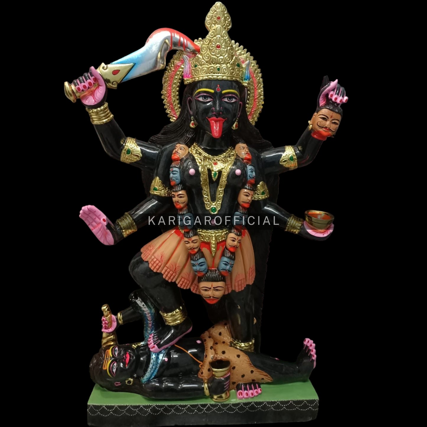 Maa Kali de pie sobre Shiva Estatua grande de Mahakali de 27 pulgadas para el templo del hogar 