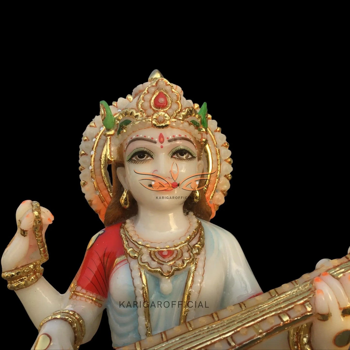 Saraswati Marble Statue 15 Inch – Large Veena Murti