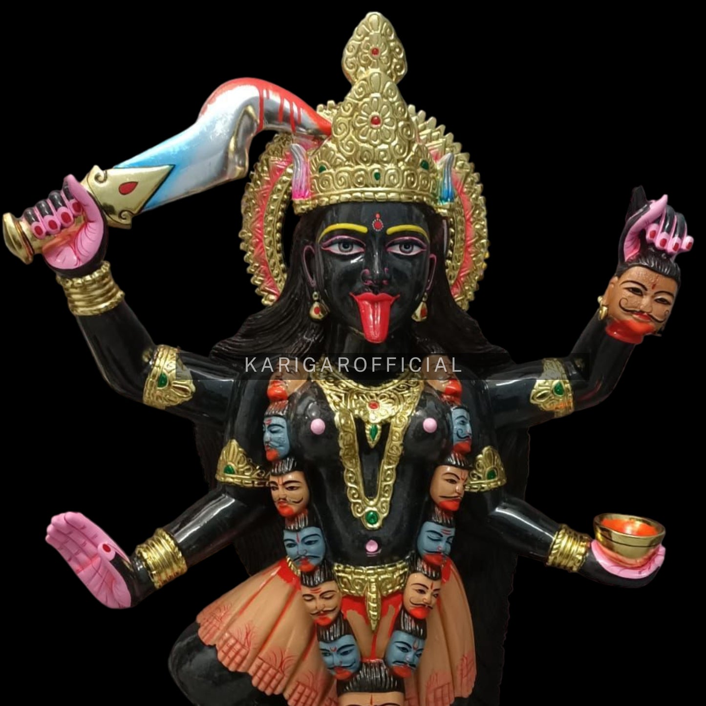 Maa Kali de pie sobre Shiva Estatua grande de Mahakali de 27 pulgadas para el templo del hogar 