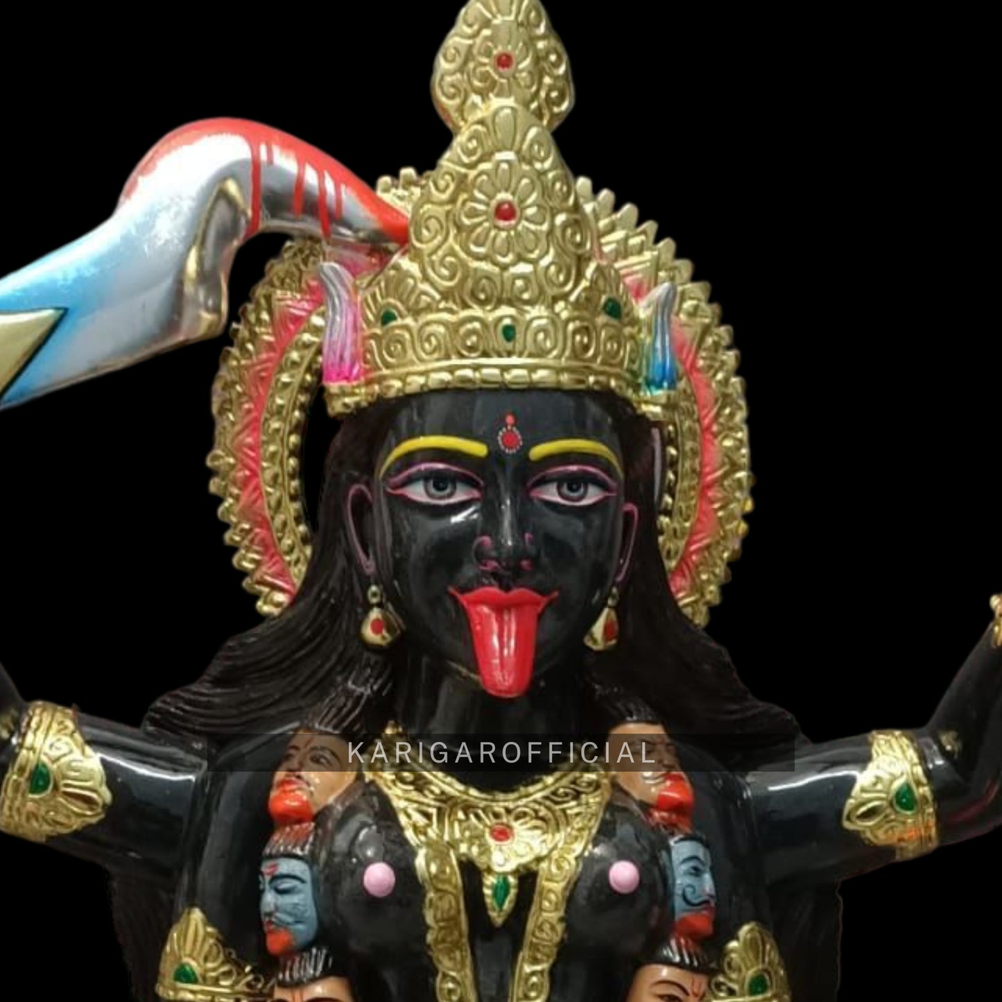 Maa Kali de pie sobre Shiva Estatua grande de Mahakali de 27 pulgadas para el templo del hogar 