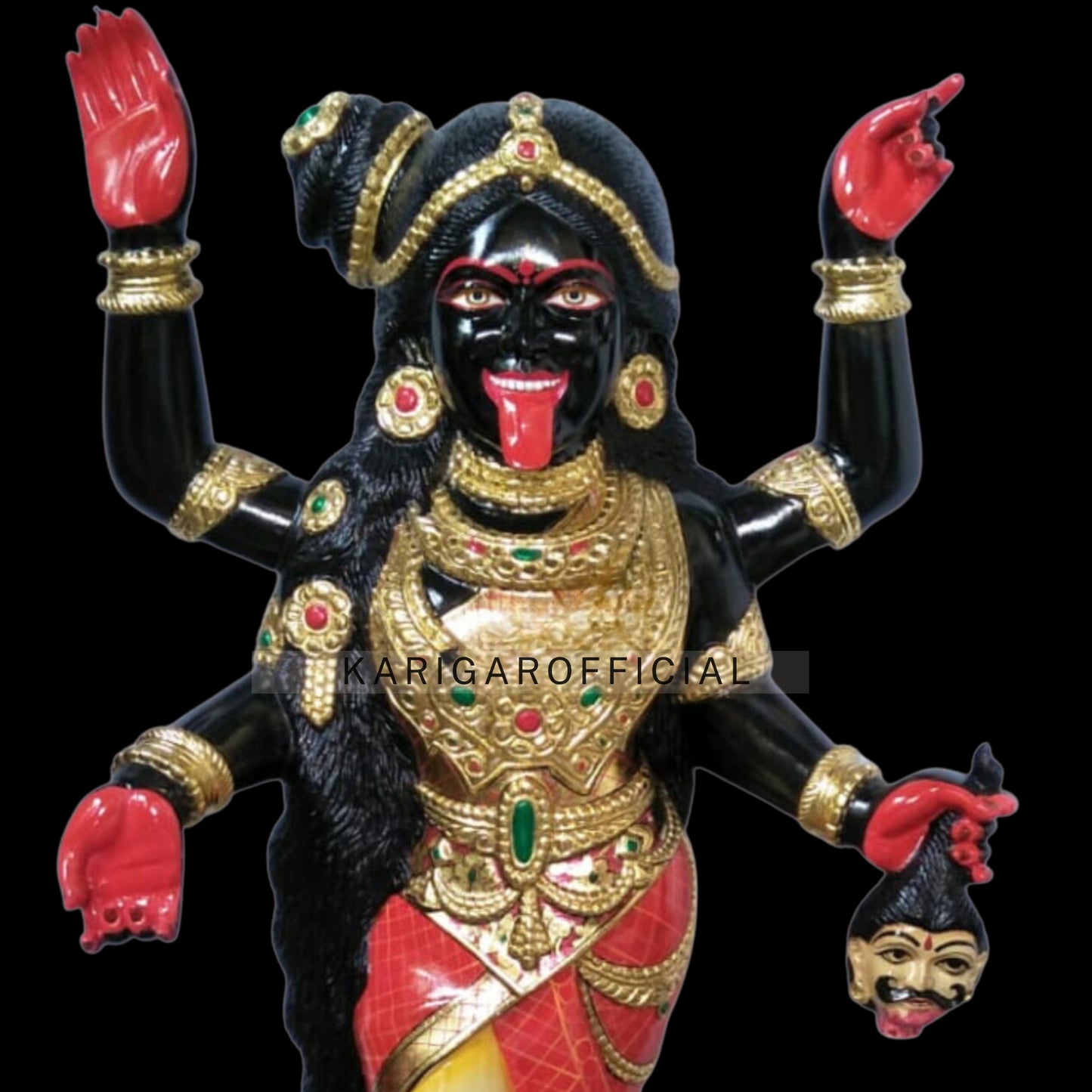 Special Custom 4 Hands Kali Statue in Black Marble 36"