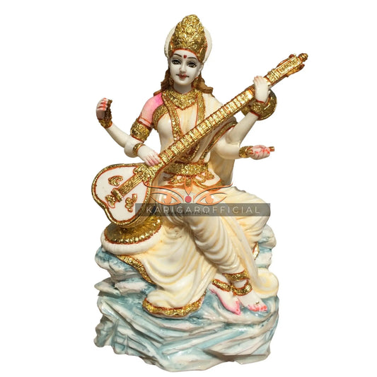 Saraswati Marble Statue 7 Inch – River Rock Murti