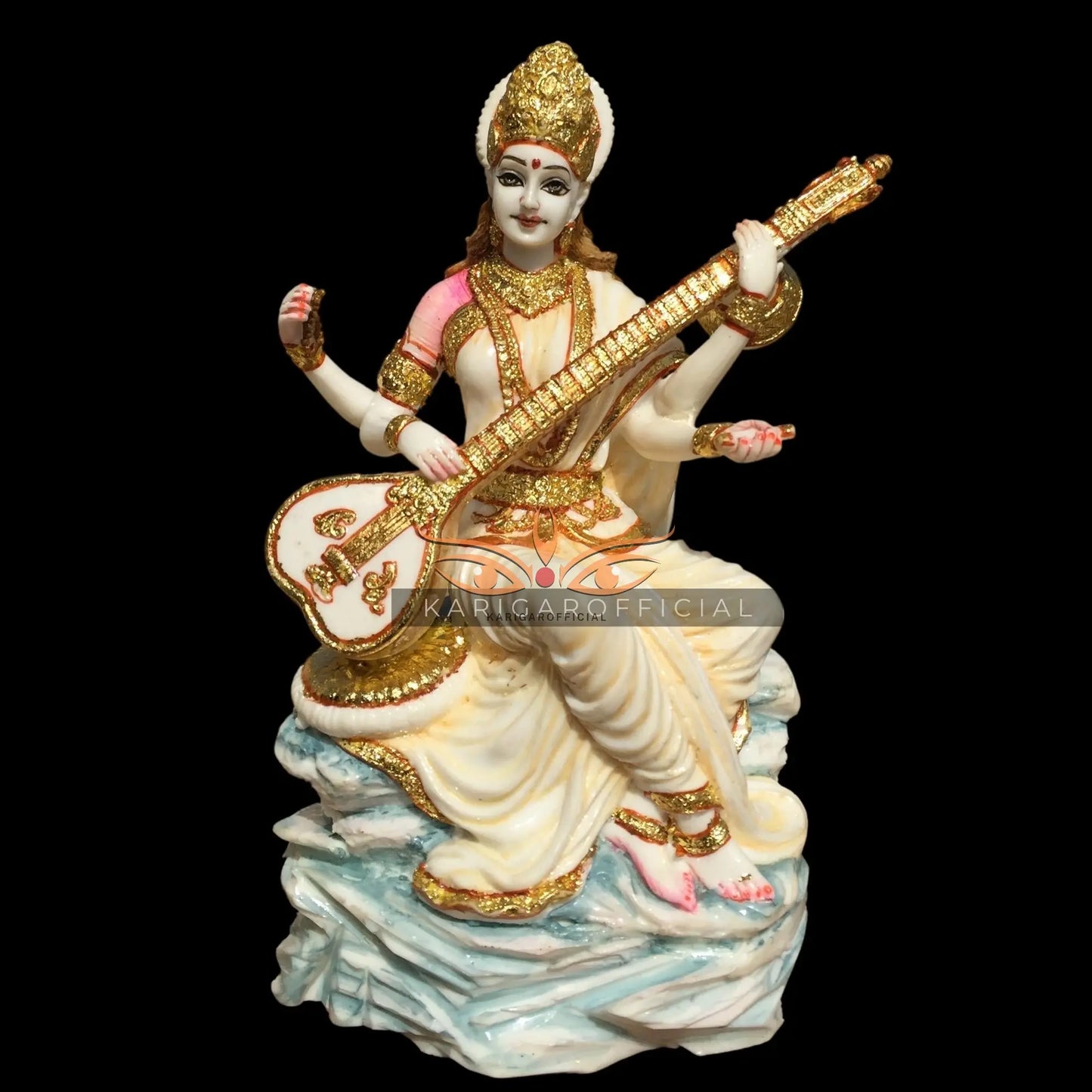 Saraswati Marble Statue 7 Inch – River Rock Murti