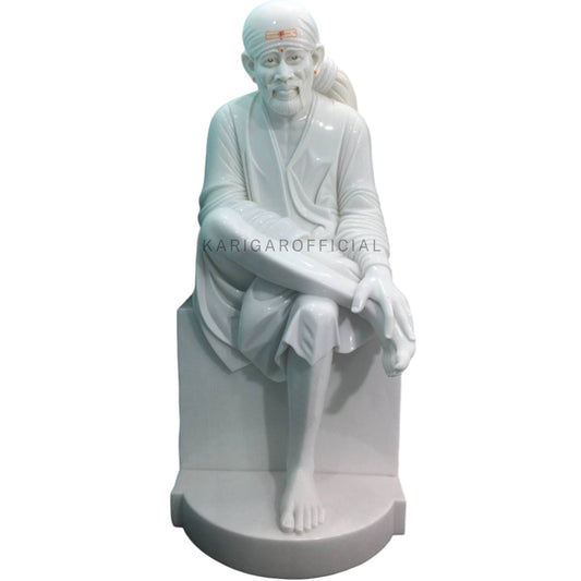 Sai Baba Statue in White Marble, Large 66 inches Idol for home temple