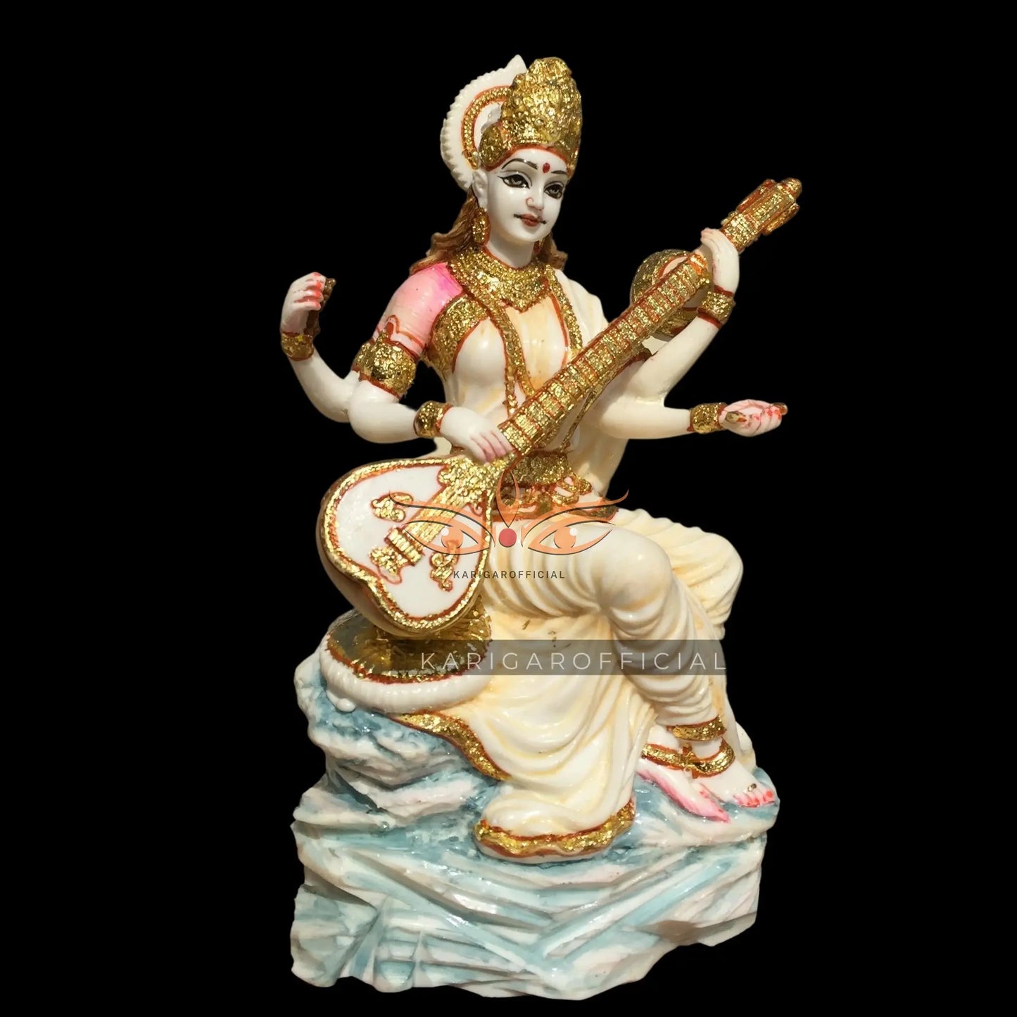 Saraswati Marble Statue 7 Inch – River Rock Murti