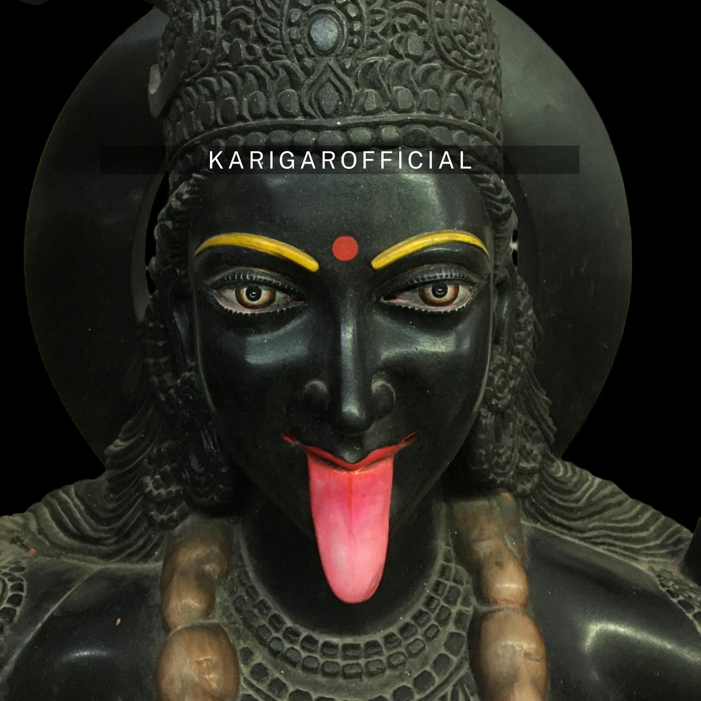 Black Marble Kali Statue with 10 Arms Standing on Corpse of Shiva 51"