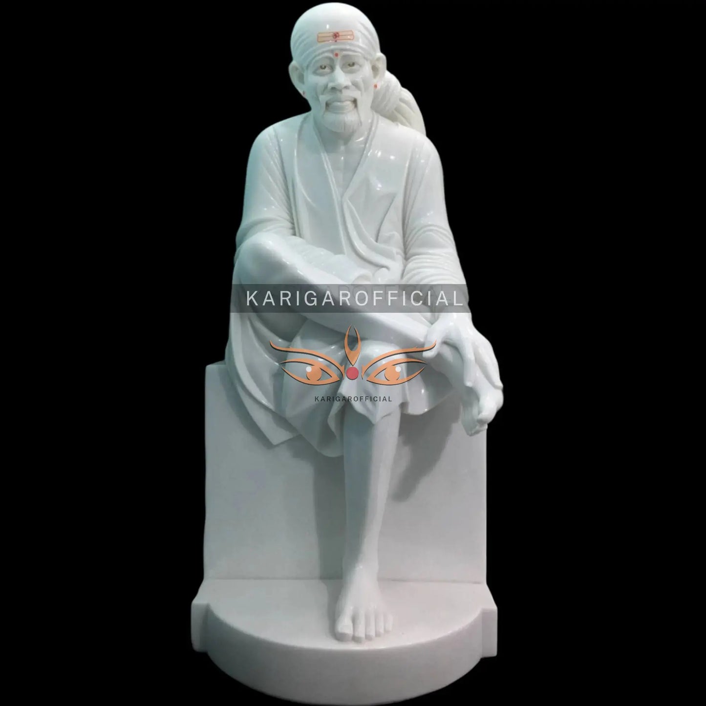 Life Size Sai Baba white marble idol 66 inch - gallery view 9