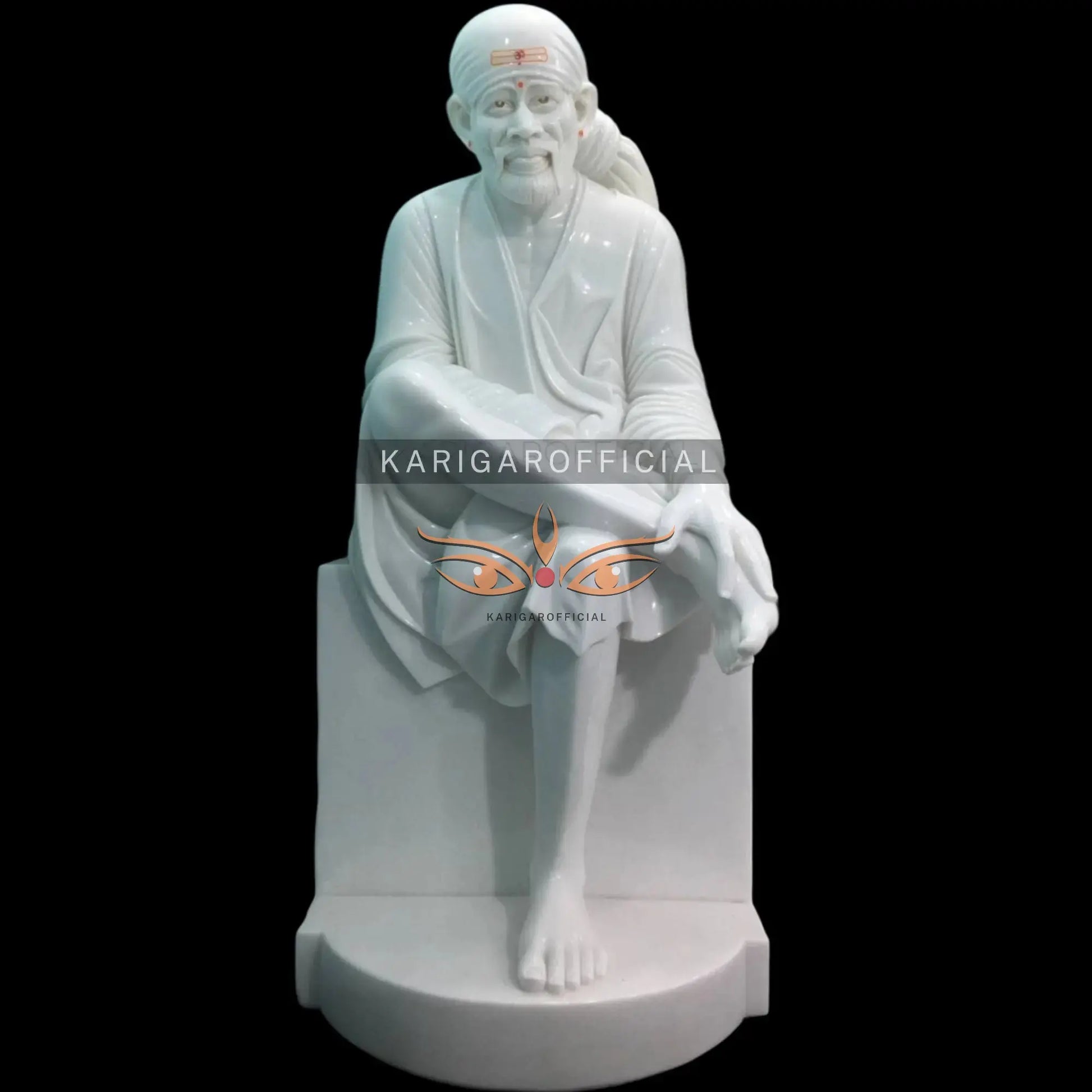Life Size Sai Baba white marble idol 66 inch - gallery view 9
