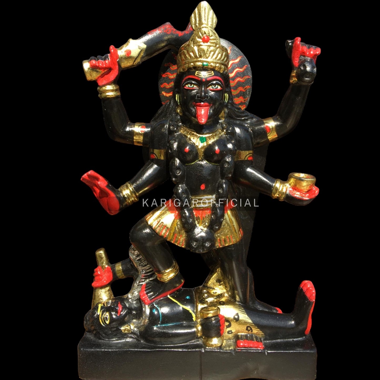 Maa Kali de pie sobre Shiva Estatua grande de Mahakali de 27 pulgadas para el templo del hogar 