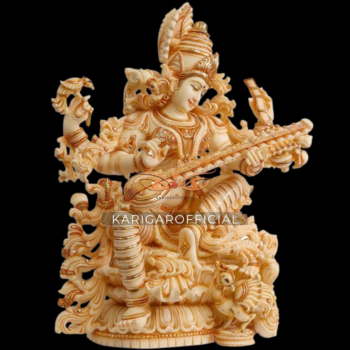 Saraswati Marble Statue 18 Inch – Carved Temple Murti