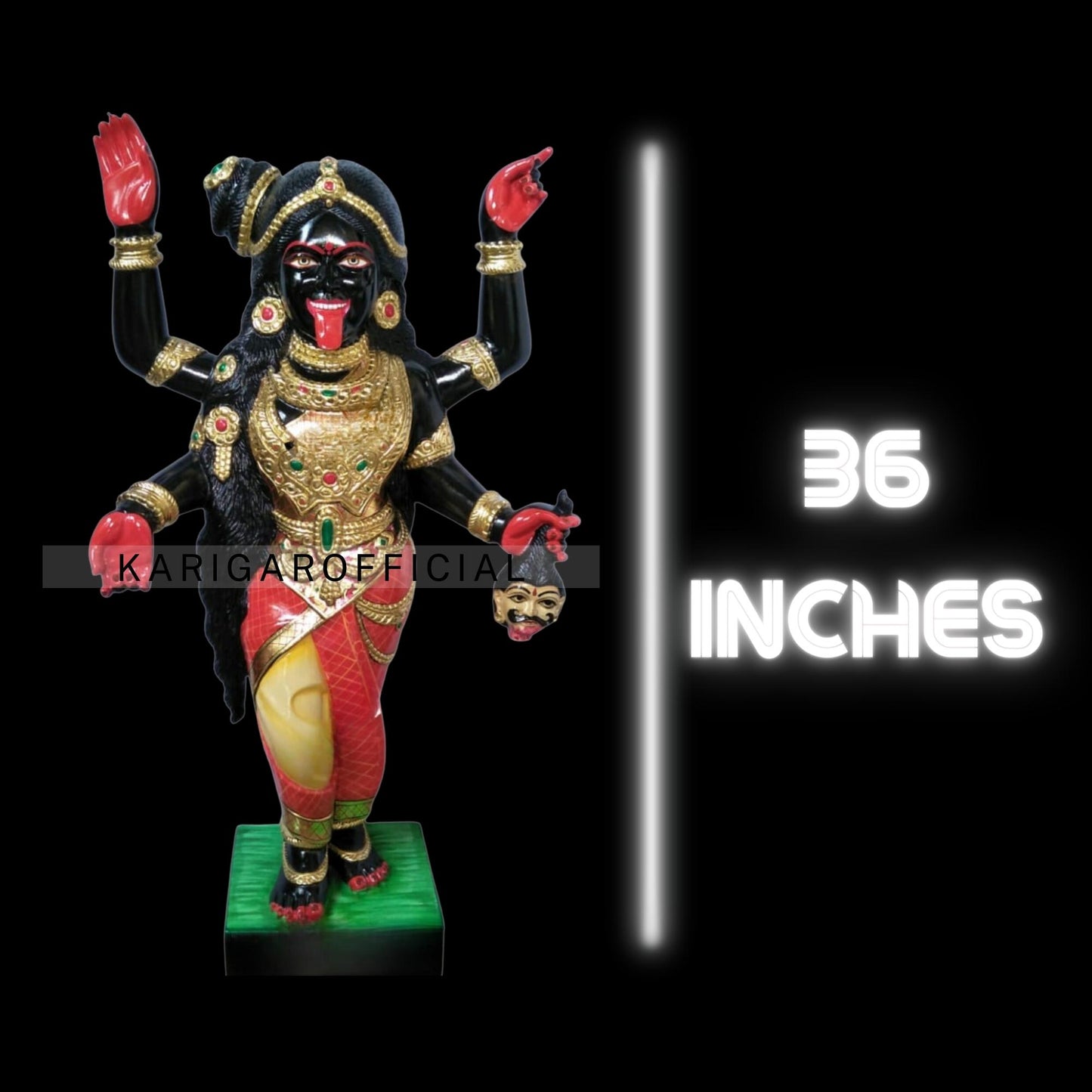 Special Custom 4 Hands Kali Statue in Black Marble 36"