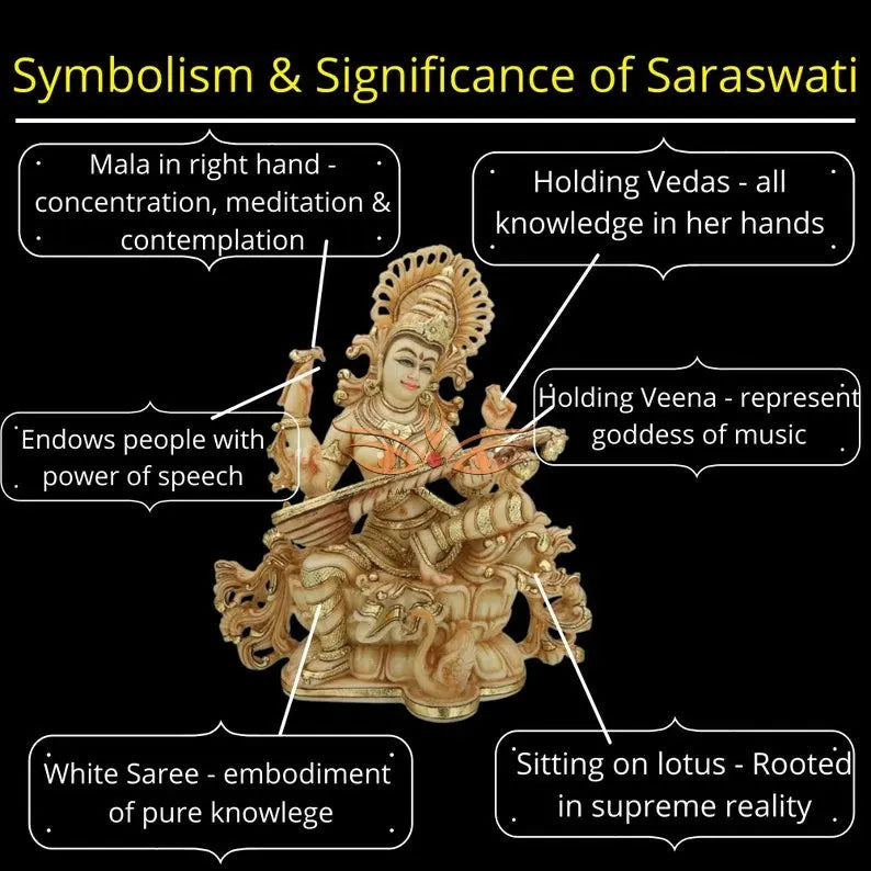 Saraswati marble statue 12 inch gold leaf - gallery view 3